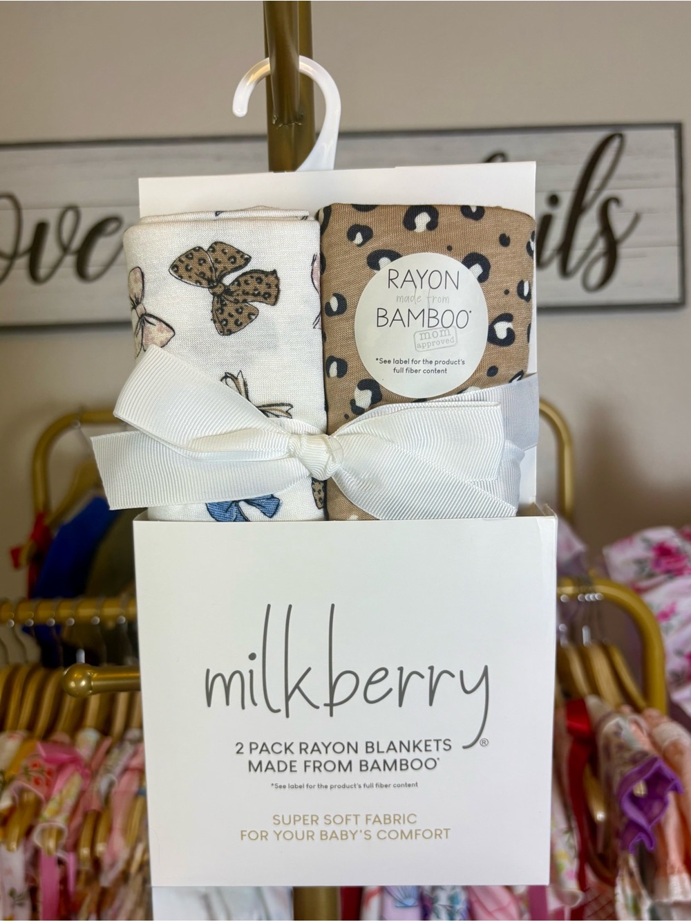 Milkberry 2-Pack Baby Rayon Bamboo Blankets - Cream & Brown
